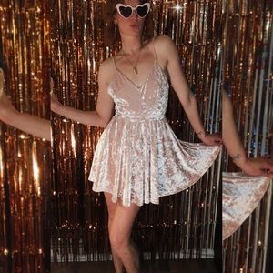 Velvet Rosé Skater Dress